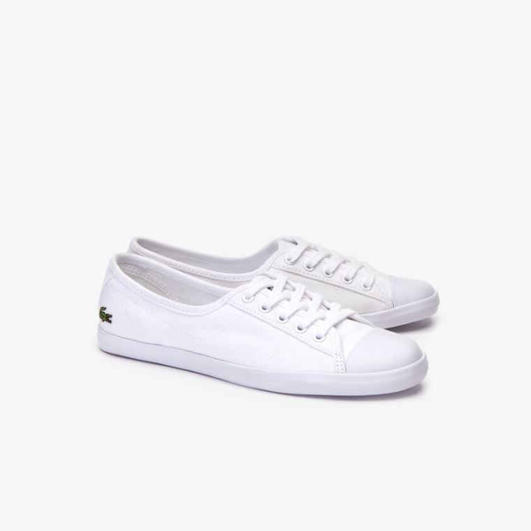 Lacoste Ziane Canvas Sneakers Hvite | yAmBGyw2