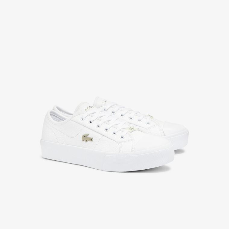 Lacoste Ziane Plus Grand Lær Sneakers Hvite | KAqYLCle