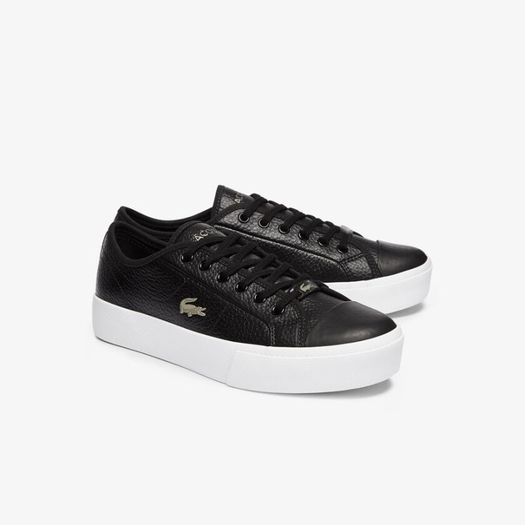 Lacoste Ziane Plus Grand Lær Sneakers Svarte Hvite | JGZ95B4u