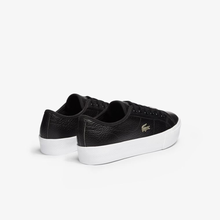 Lacoste Ziane Plus Grand Lær Sneakers Svarte Hvite | JGZ95B4u