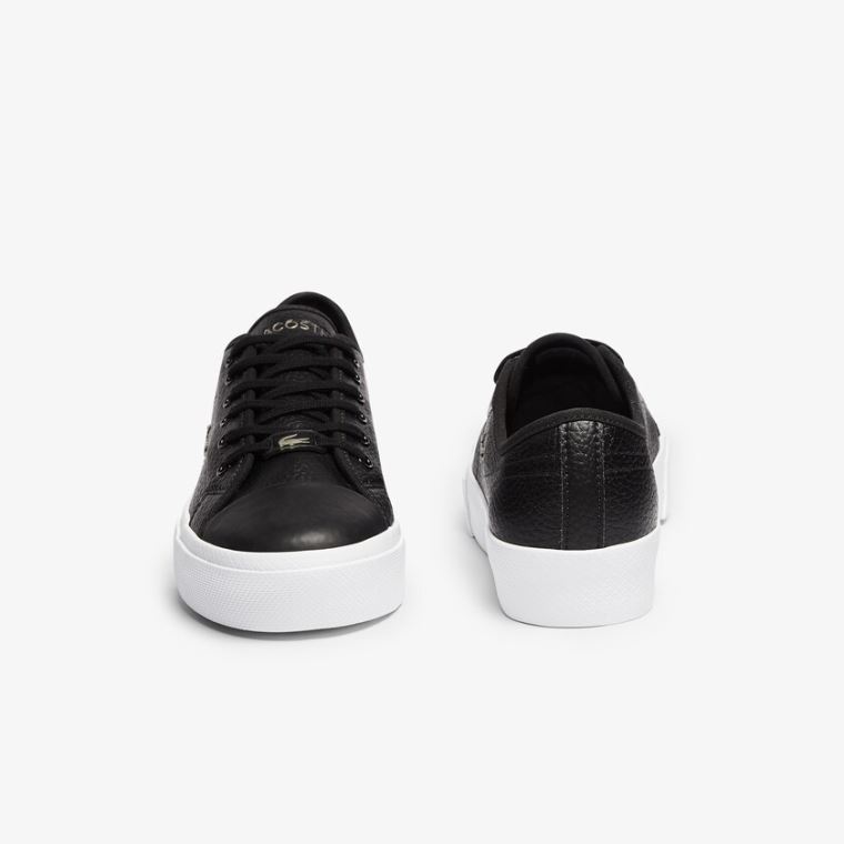 Lacoste Ziane Plus Grand Lær Sneakers Svarte Hvite | JGZ95B4u