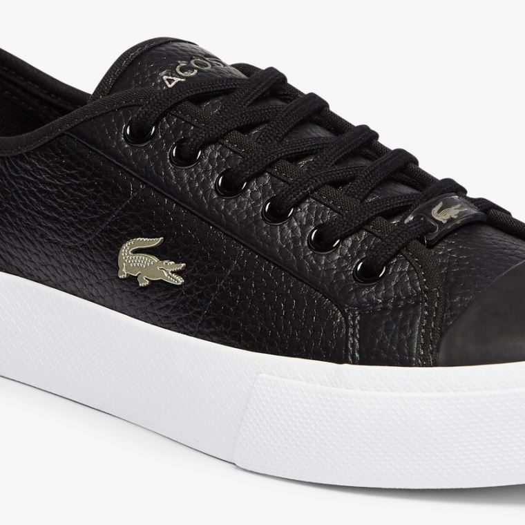 Lacoste Ziane Plus Grand Lær Sneakers Svarte Hvite | JGZ95B4u