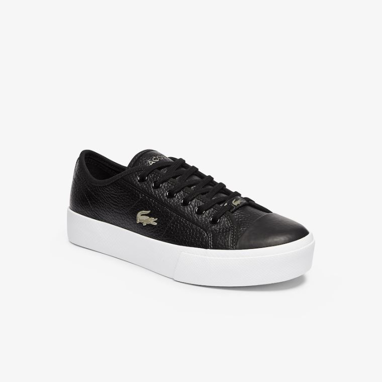 Lacoste Ziane Plus Grand Lær Sneakers Svarte Hvite | JGZ95B4u