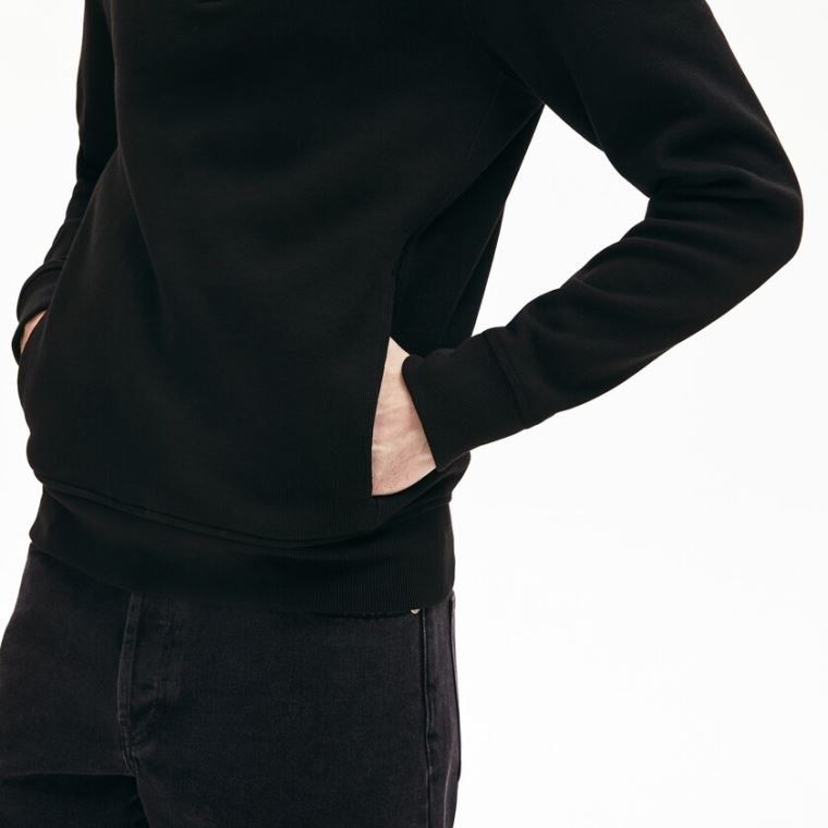 Lacoste Zip Stand-Up Collar Ribbed Sweatshirt Svarte Grå | gQcRMIfR