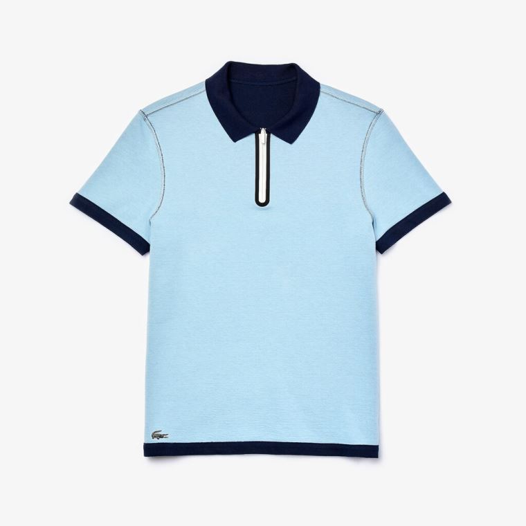 Lacoste Zippered Collar Regular Fit Reversible Piqué Polo Marineblå Blå Blå | tt802VpW