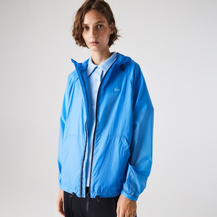 Lacoste Zippered Lette Transparent Hette Windbreaker Blå Marineblå Blå | n62UKtFg