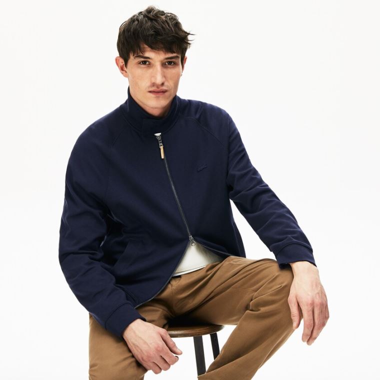 Lacoste Zippered Solid Sweatshirt Marineblå Blå Khaki Grønn | 0PteVnZS