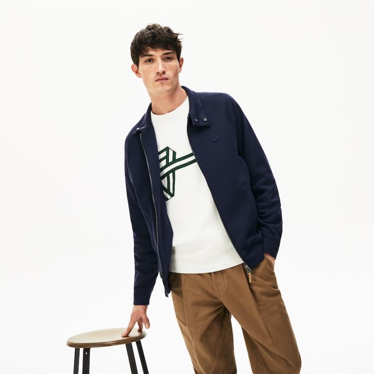 Lacoste Zippered Solid Sweatshirt Marineblå Blå Khaki Grønn | 0PteVnZS