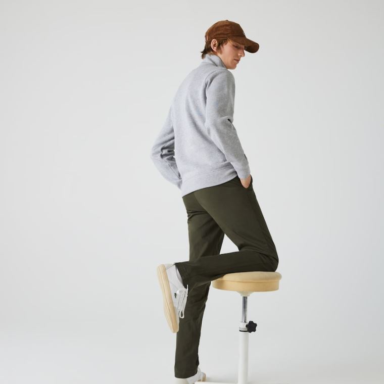 Lacoste Zippered Stand-Up Collar Bomull Sweatshirt Grå | 74GF9Edq