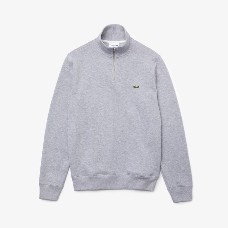 Lacoste Zippered Stand-Up Collar Bomull Sweatshirt Grå | 74GF9Edq