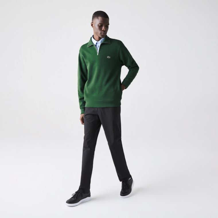 Lacoste Zippered Stand-Up Collar Bomull Sweatshirt Grønn | bdVECm7L