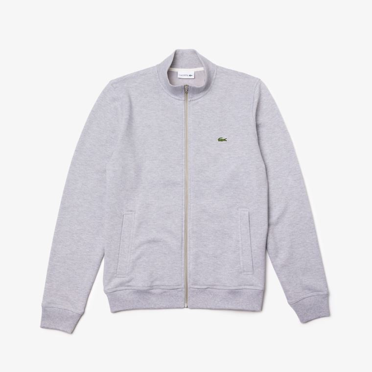 Lacoste Zippered Stand-Up Collar Piqué Fleece Jacket Grå | bxCaO2tJ