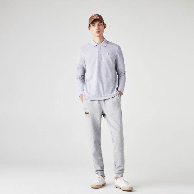 Lacoste classic fit long-sleeve Polo Shirt in marl petit piqué Grå | BGxr80KG