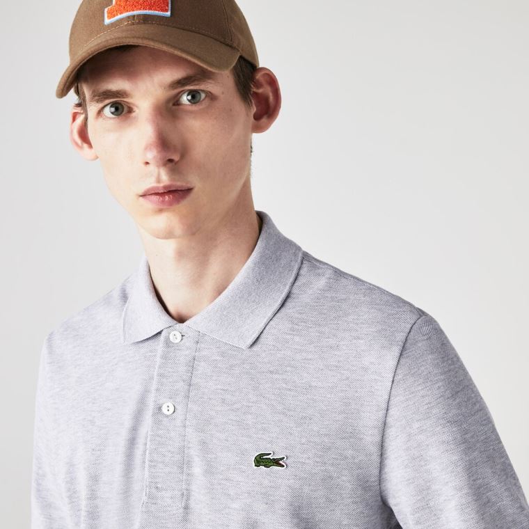 Lacoste classic fit long-sleeve Polo Shirt in marl petit piqué Grå | BGxr80KG