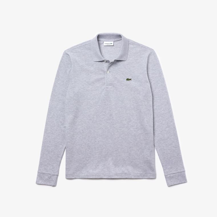 Lacoste classic fit long-sleeve Polo Shirt in marl petit piqué Grå | BGxr80KG