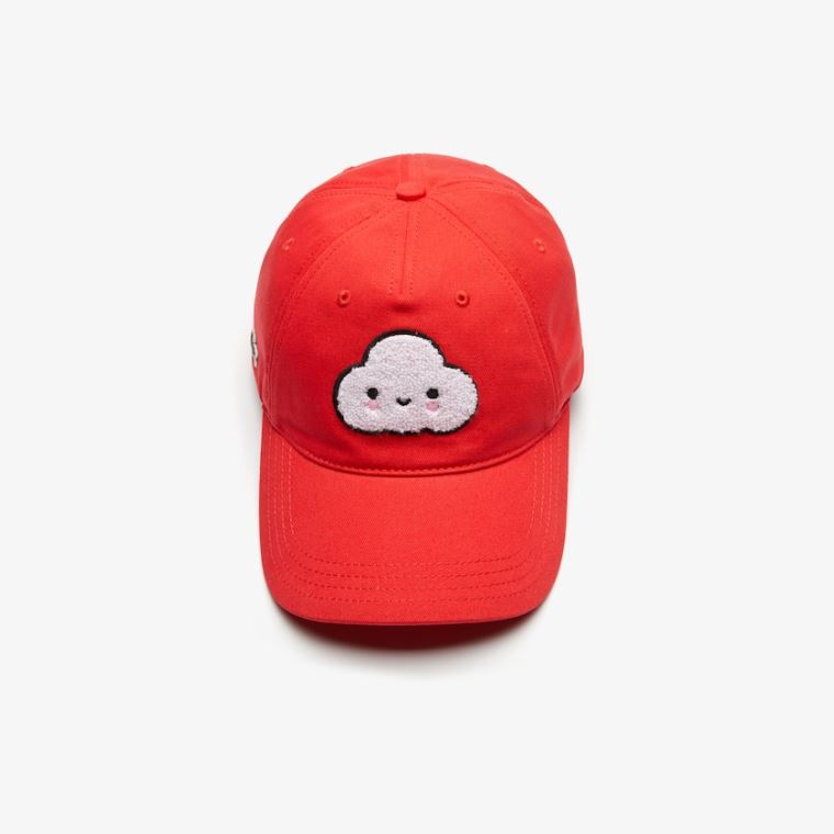 Lacoste x FriendsWithYou Bomull Print Cap Rød | 2GS8JkTY