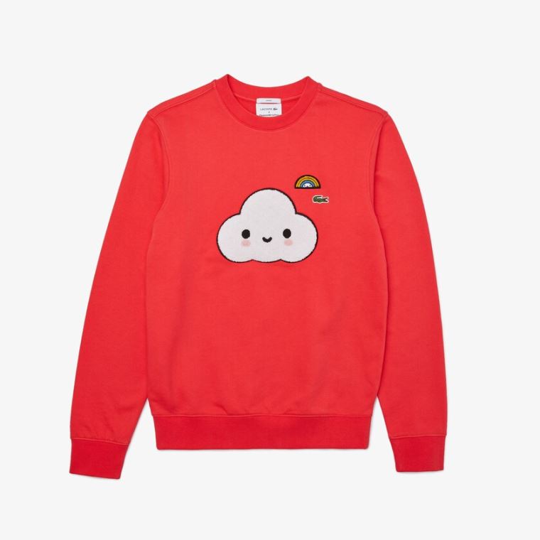 Lacoste x FriendsWithYou Print Sweatshirt Rød | 8xlcQRR2