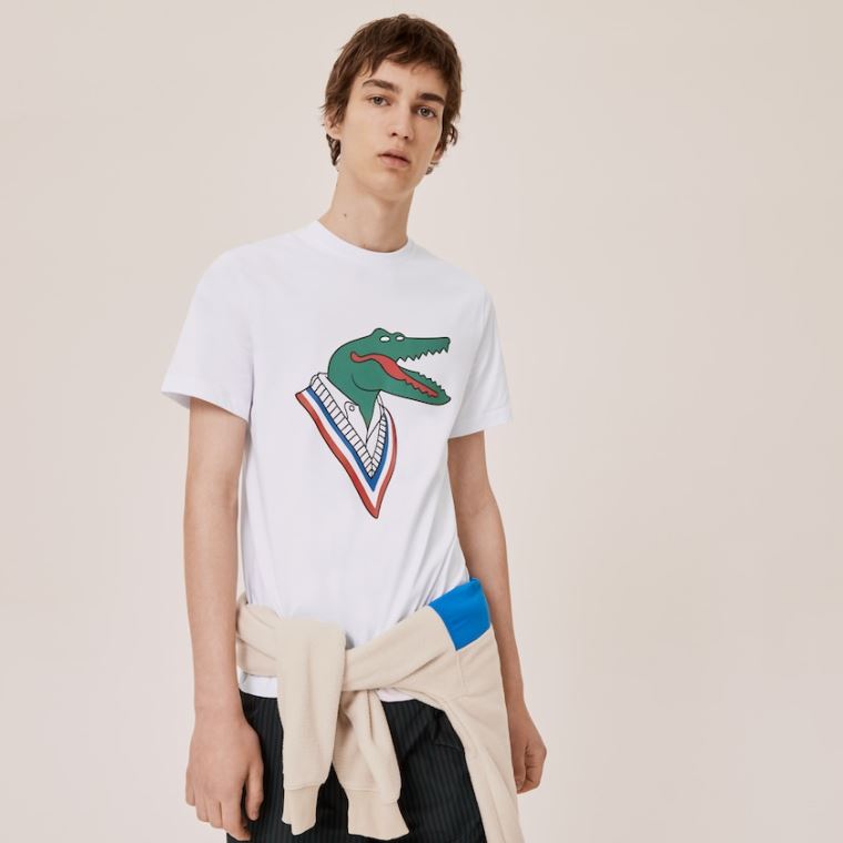 Lacoste x Jean-Michel Tixier Graphic T-shirt Hvite Rød | 2VlE9hY3