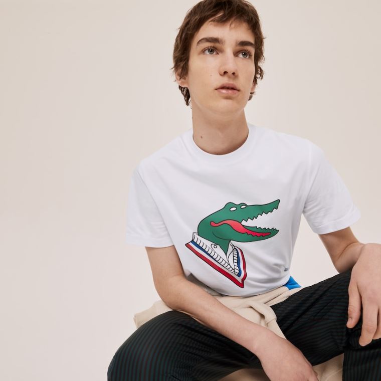 Lacoste x Jean-Michel Tixier Graphic T-shirt Hvite Rød | 2VlE9hY3