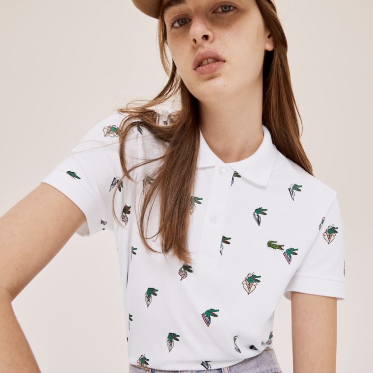 Lacoste x Jean-Michel Tixier Print Regular Fit Polo Shirt Hvite | VNu2jMml