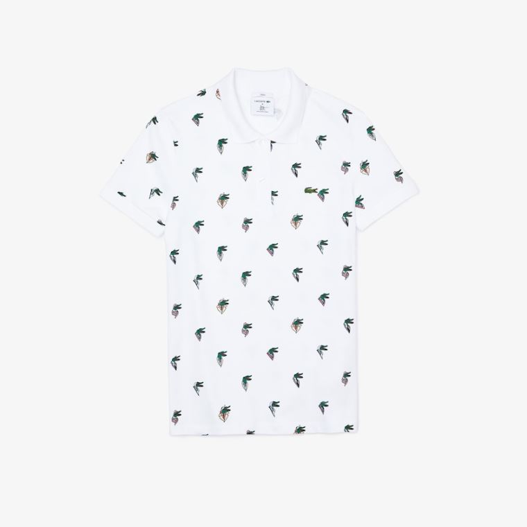 Lacoste x Jean-Michel Tixier Print Regular Fit Polo Shirt Hvite | bhBJPRey