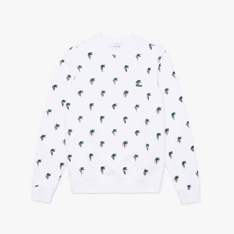 Lacoste x Jean-Michel Tixier Print Sweatshirt Hvite | OpSQM51W