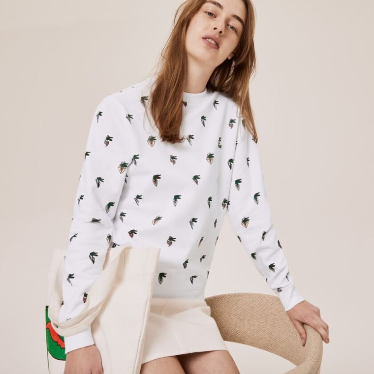 Lacoste x Jean-Michel Tixier Print Sweatshirt Hvite | sO25TfFR