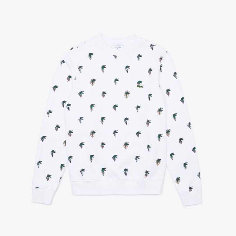 Lacoste x Jean-Michel Tixier Print Sweatshirt Hvite | sO25TfFR