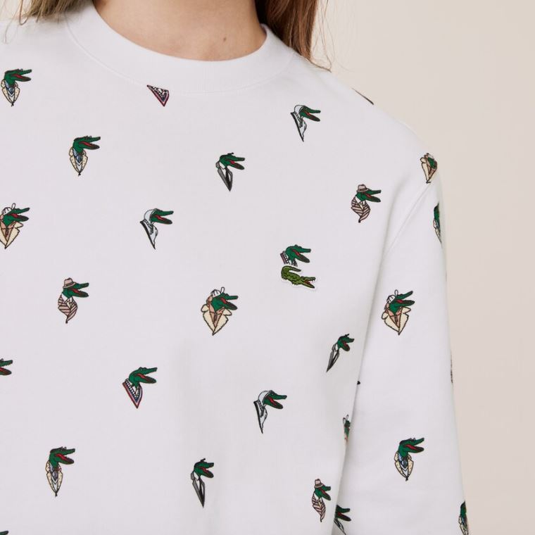 Lacoste x Jean-Michel Tixier Print Sweatshirt Hvite | sO25TfFR