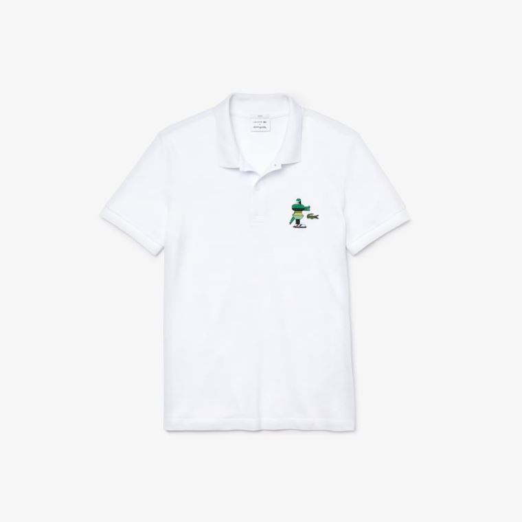 Lacoste x Jeremyville Design Classic Fit Polo Shirt Hvite | jWaXAT0s