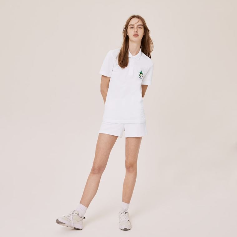 Lacoste x Jeremyville Design Classic Fit Polo Shirt Hvite | jWaXAT0s