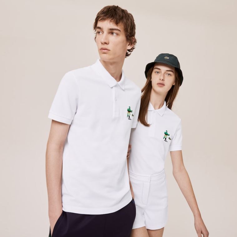 Lacoste x Jeremyville Design Classic Fit Polo Shirt Hvite | jWaXAT0s