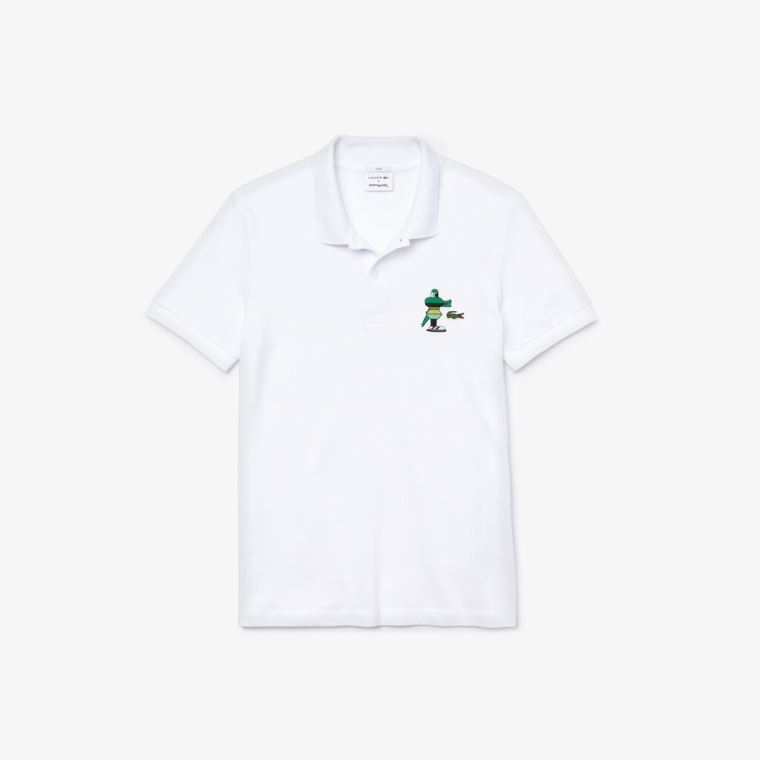 Lacoste x Jeremyville Design Classic Fit Polo Shirt Hvite | mCJuzlQD