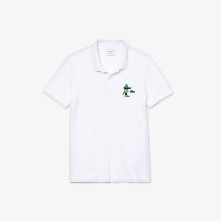 Lacoste x Jeremyville Design Classic Fit Polo Shirt Hvite | ygkDbfSb