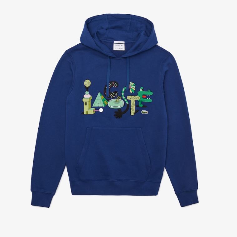 Lacoste x Jeremyville Print Hette Sweatshirt Marineblå Blå | DgFO8yGY