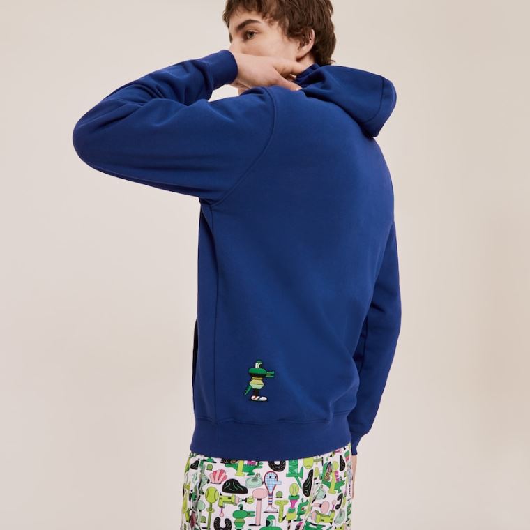 Lacoste x Jeremyville Print Hette Sweatshirt Marineblå Blå | DgFO8yGY