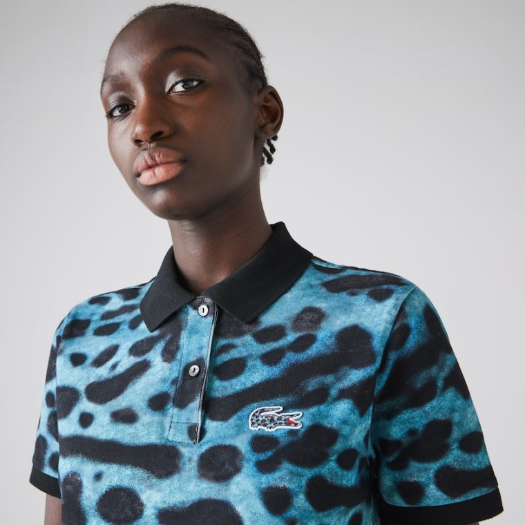 Lacoste x National Geographic Animal Print Piqué Polo Shirt Hvite | CbJThom8