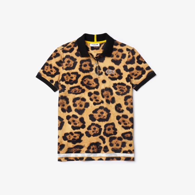 Lacoste x National Geographic Animal Print Piqué Polo Shirt Hvite | N7dcFAmF