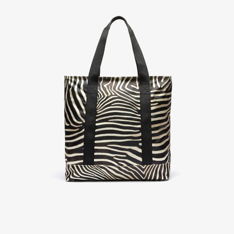 Lacoste x National Geographic Animal Print Shopper Hvite Svarte | UjgS6XoO