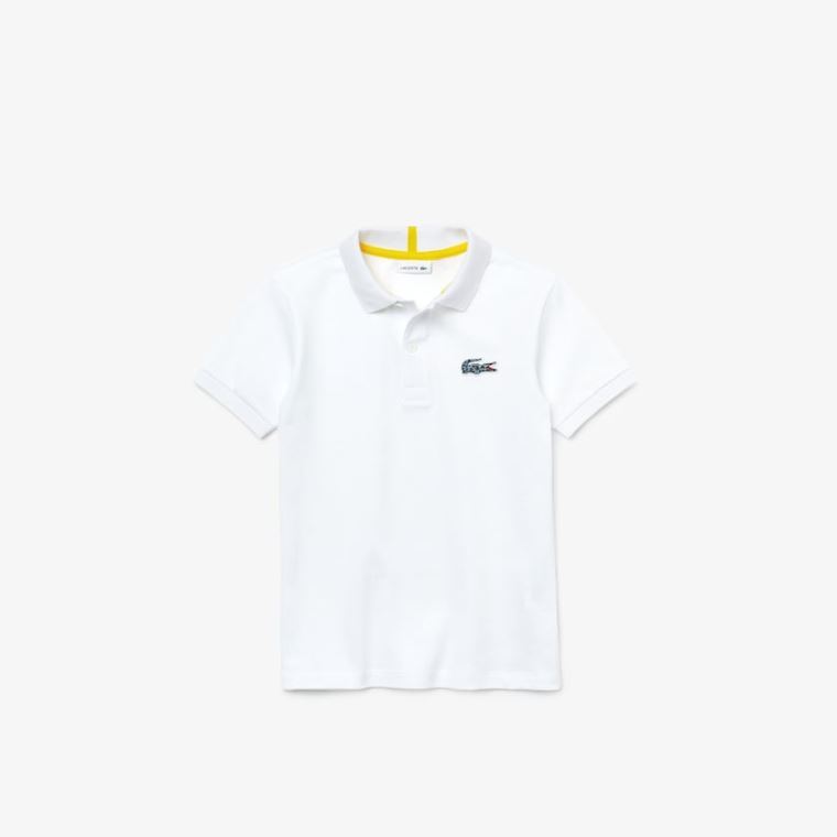 Lacoste x National Geographic Bomull Piqué Polo Shirt Hvite | 75aGTXul