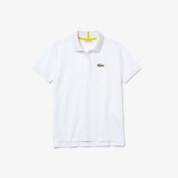 Lacoste x National Geographic Bomull Piqué Polo Shirt Hvite | GQGdpC4P