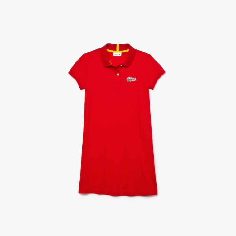 Lacoste x National Geographic Bomull Piqué Polo Shirt Kjoler Rød Hvite | LHXHGt3B