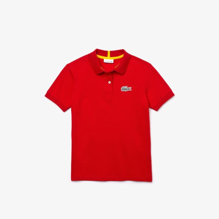 Lacoste x National Geographic Bomull Piqué Polo Shirt Rød Hvite | wS8sclCw