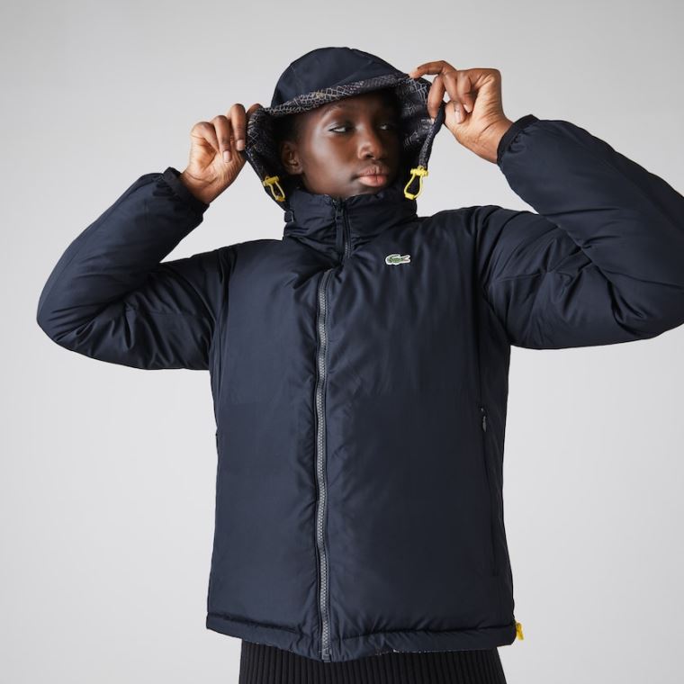 Lacoste x National Geographic Print Quilted Jacket Hvite Marineblå Blå | 0NuU8vzc