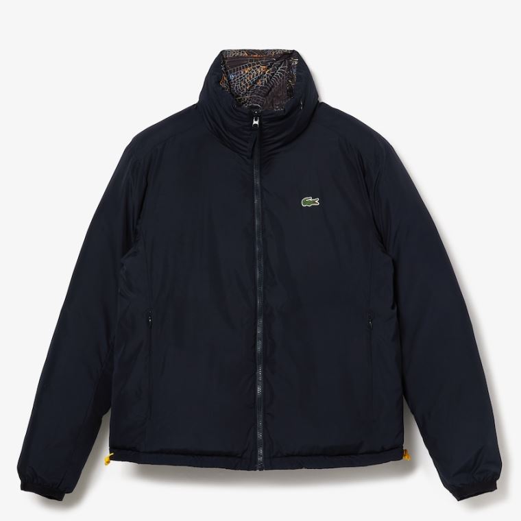 Lacoste x National Geographic Print Quilted Jacket Hvite Marineblå Blå | 0NuU8vzc