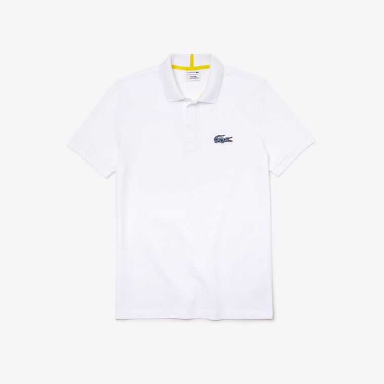 Lacoste x National Geographic Regular Fit Organic Bomull Polo Shirt Hvite | 5RHrS1Rb