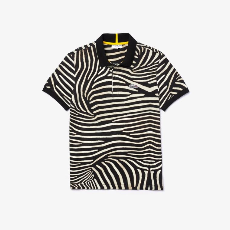 Lacoste x National Geographic Regular Fit Print Bomull Polo Shirt Hvite | kUOXYDsQ