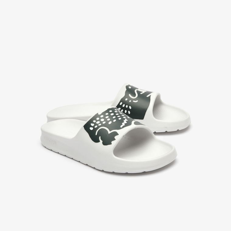 Lacoste x Ricky Regal Syntetisk Crocodile Slides Hvite Grønn | R9ZnpBc1