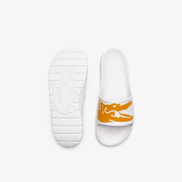 Lacoste x Ricky Regal Syntetisk Crocodile Slides Hvite Gul | ZNtRtWPg